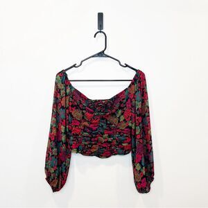 Free People Oh LaLa Cropped chiffon Top